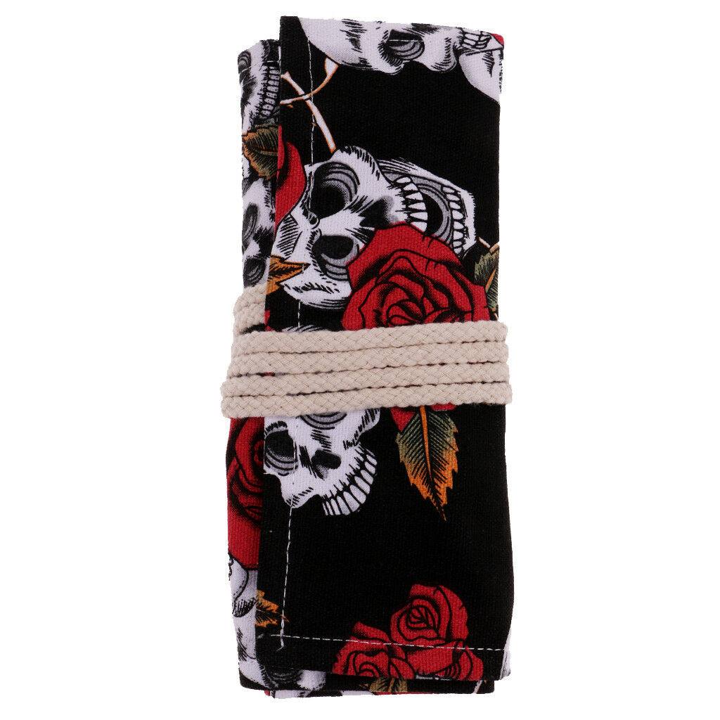 Roll Up Sketching Pencil Case Canvas Pen Bag Holder Pouch Storage Organizer