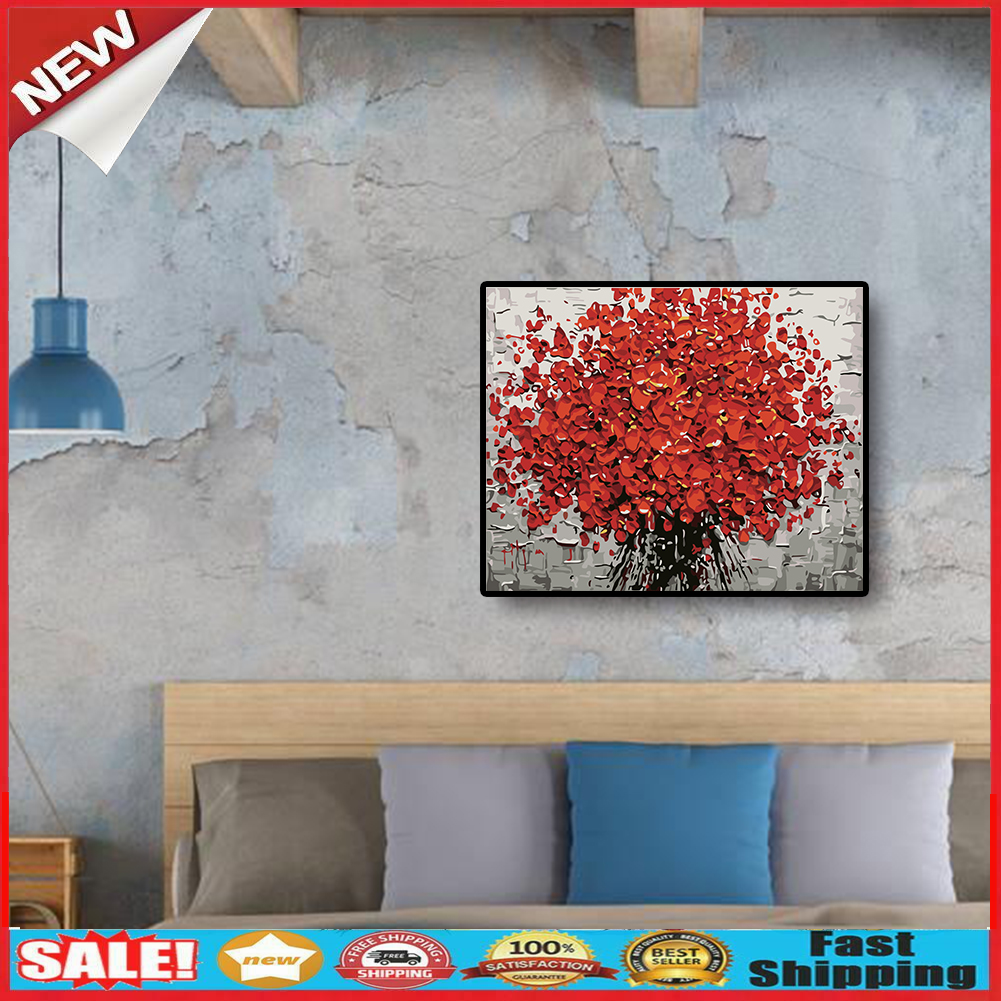 DIY Digital Oil Painting By Numbers Kits Flower in Full Bloom Picture Decor @