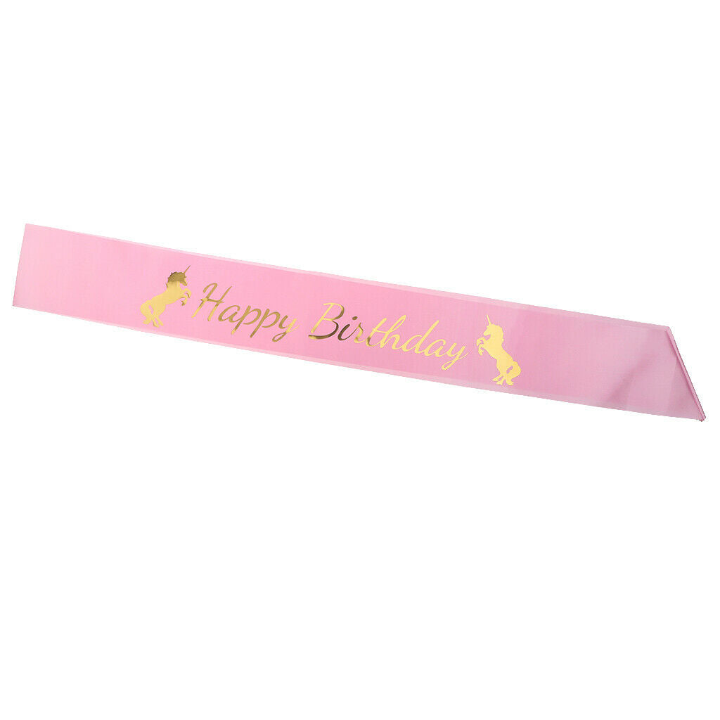 Unicorn Birthday Girl Pink Satin Sash Unicorn Balloon Girls Party Supplies