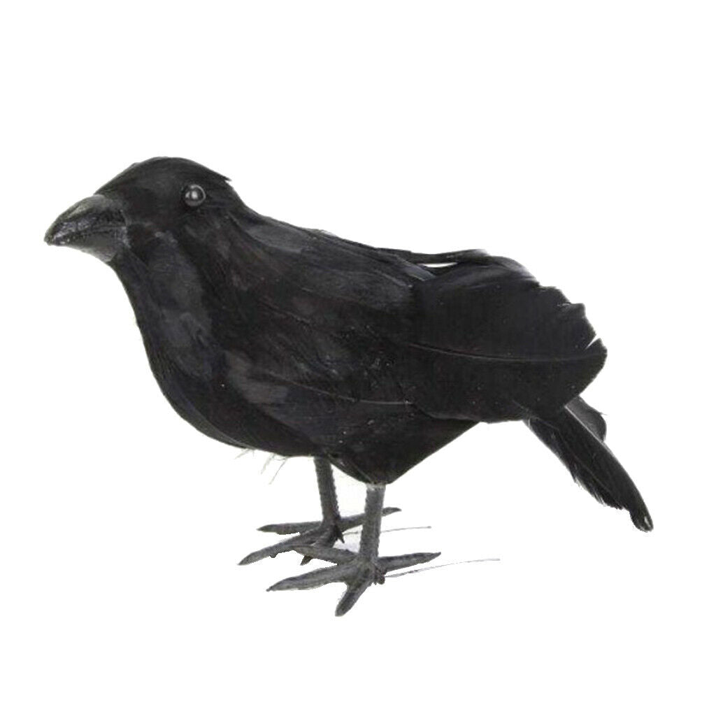 Lifelike Black Foam Halloween Crow Bird Statue Photo Props Tree Ornament