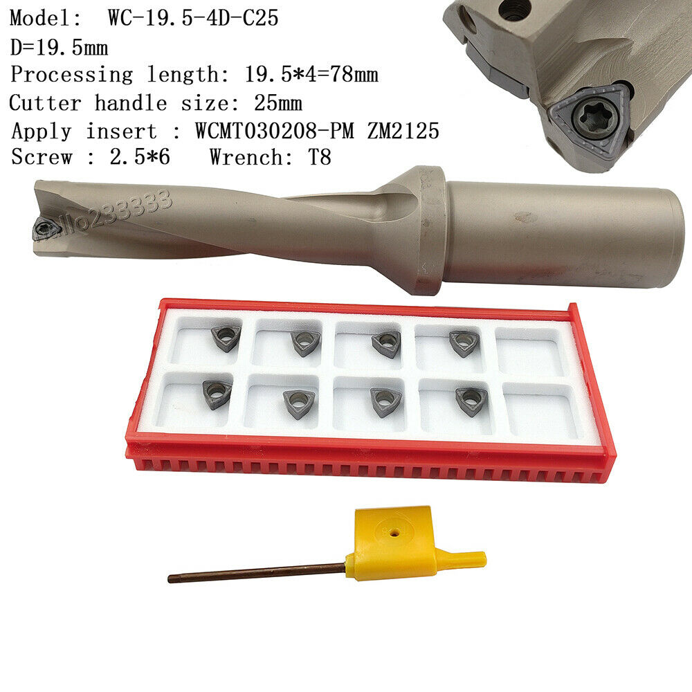 WPD-195-4D-C25 19.5mm U drill indexable drill + 5PCS WCMT030208-PM ZM2125 insert