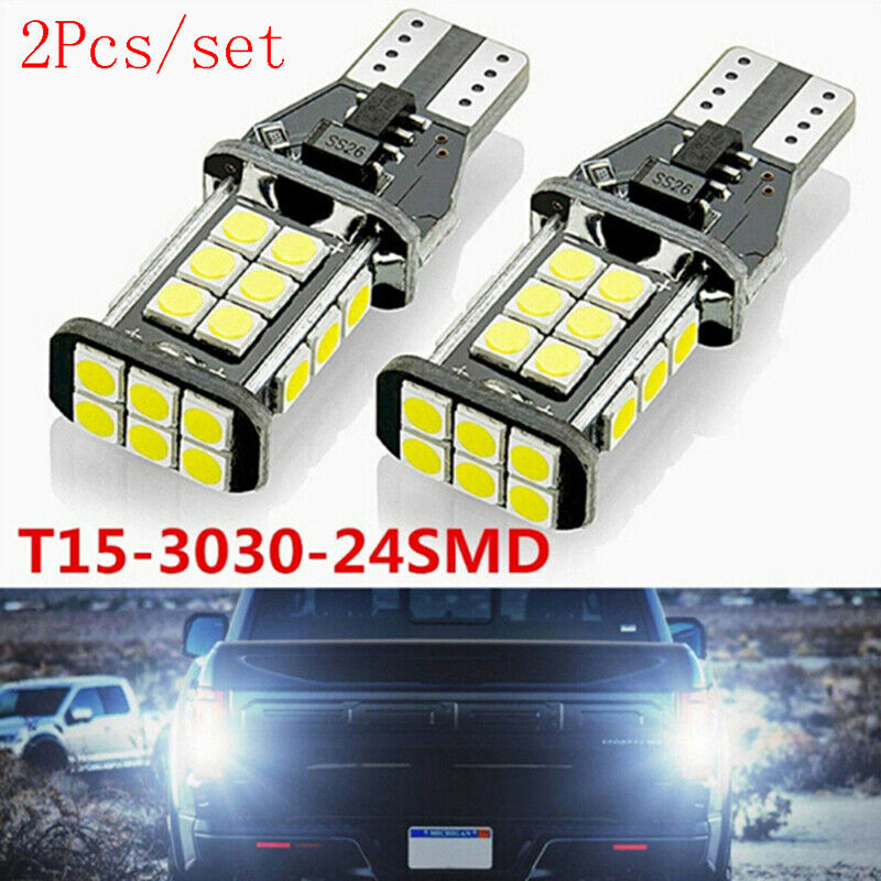 2Pcs T15 W16W 24 SMD 3030 921 912 LED Car Backup Reverse Light Bulb Whit ykJ Kt