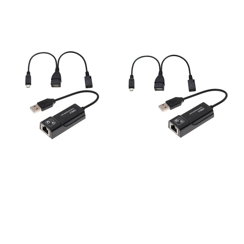 2Piece USB 2.0 to LAN RJ45 Cable & USB Female to Dual Micro USB Port Cable