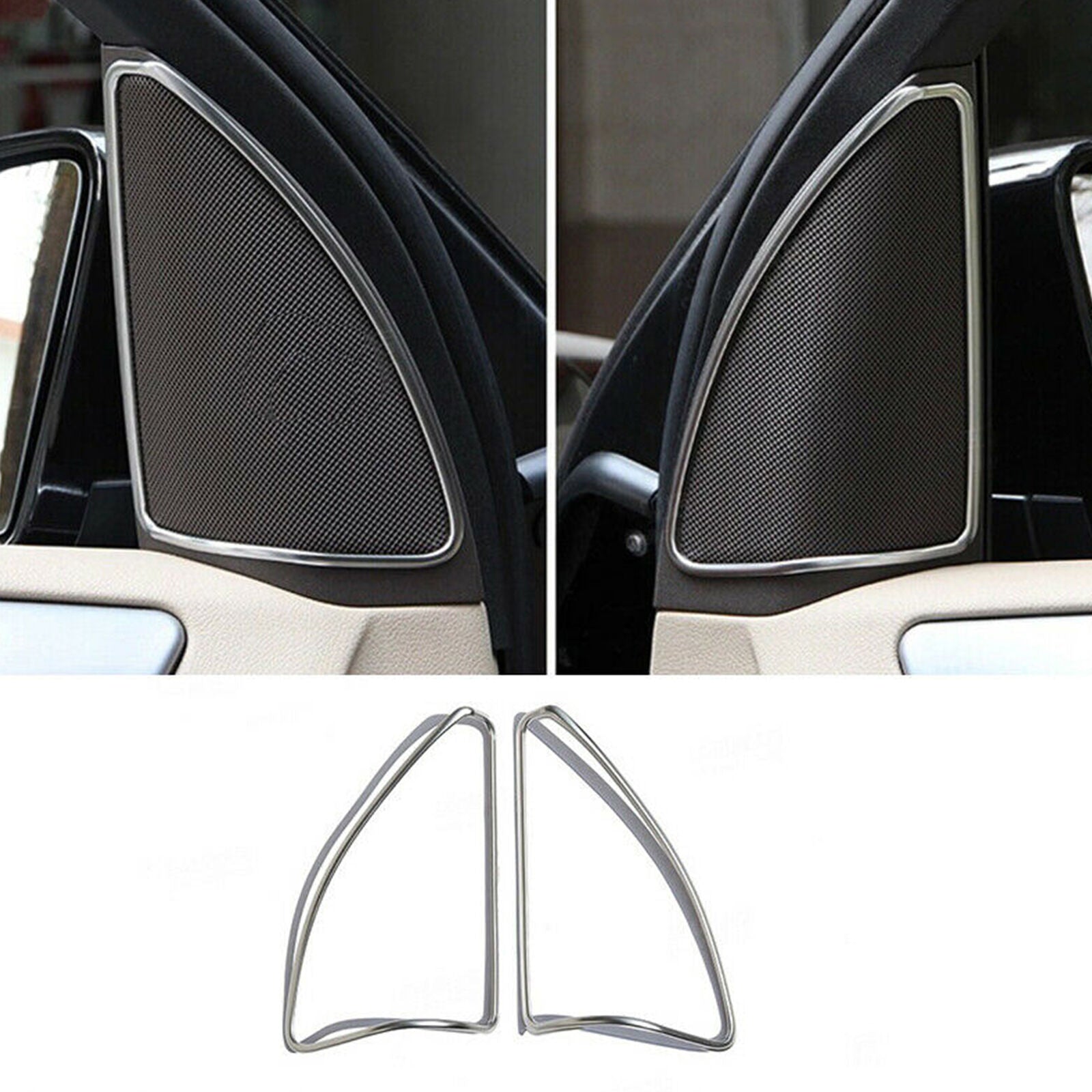 For Mercedes-Benz ML GL GLE Class W166 2x Chrome Door Speaker Frame cover trim