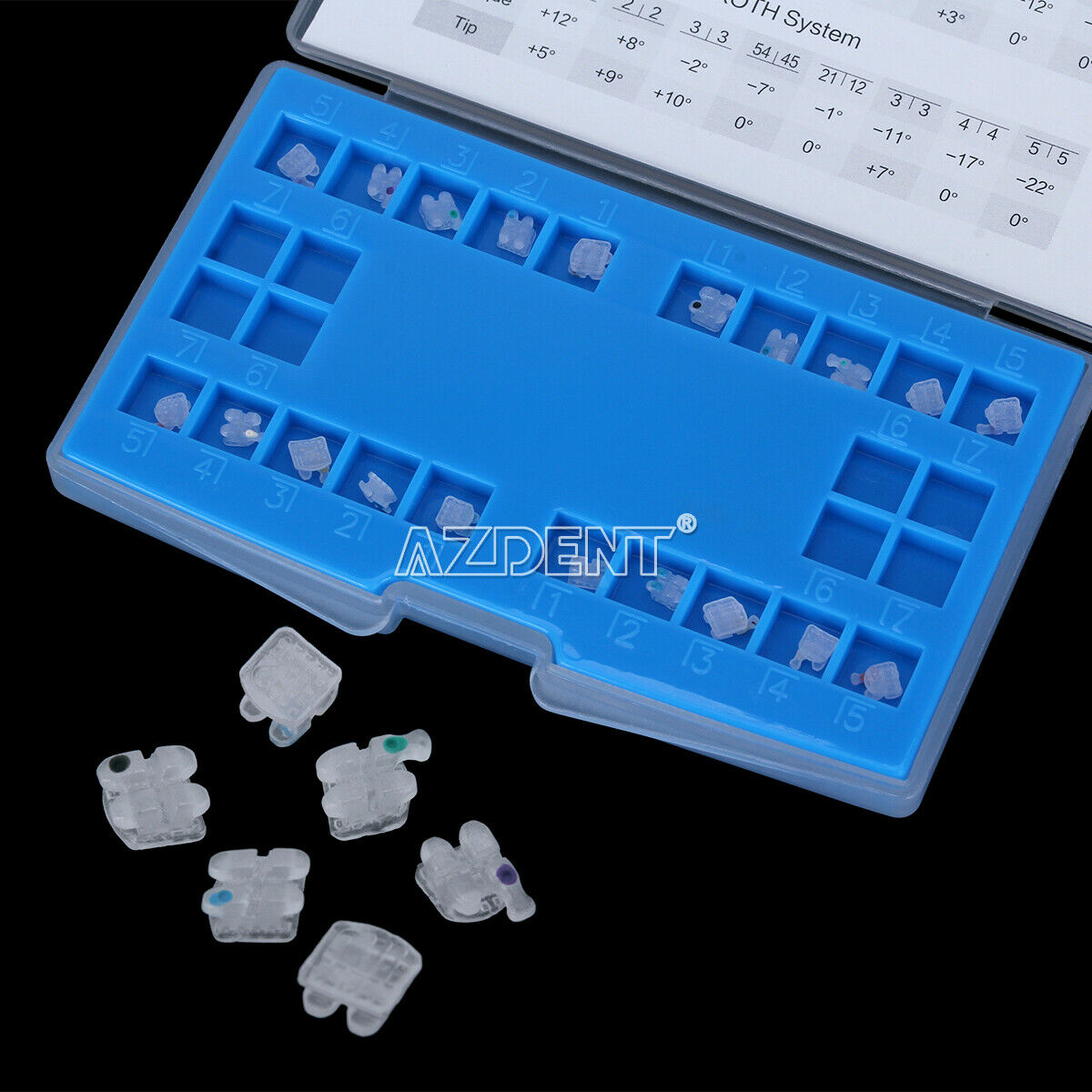 10 Kits Dental Orthodontic Ceramic Brackets Roth 018" 345 Hooks Marked AZDENT