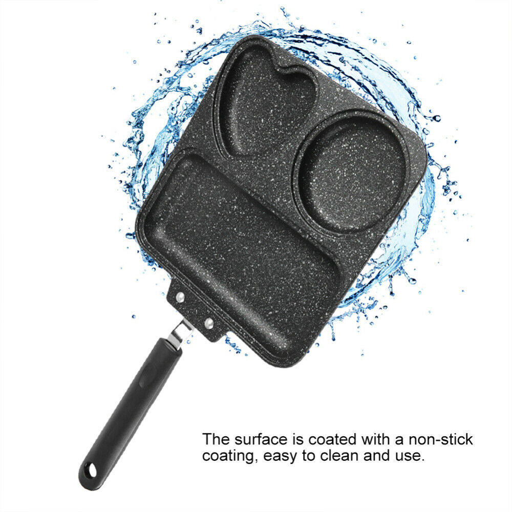 3 In 1 Aluminum Non Stick Grill Pan Divided Skillet Egg Beef Steak Frying Pan