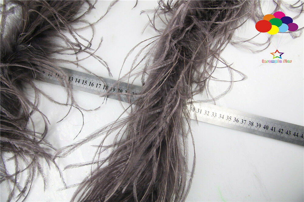2 M Ostrich feather strip Trim boa Dyed warm gray carnival Diy costume headress