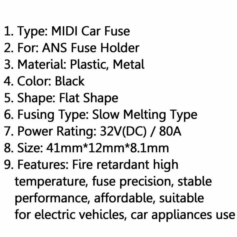 4Pcs MIDI Bolt Car Fuse Mini ANS Car Audio Power High Current Fuses 32V/80A CA