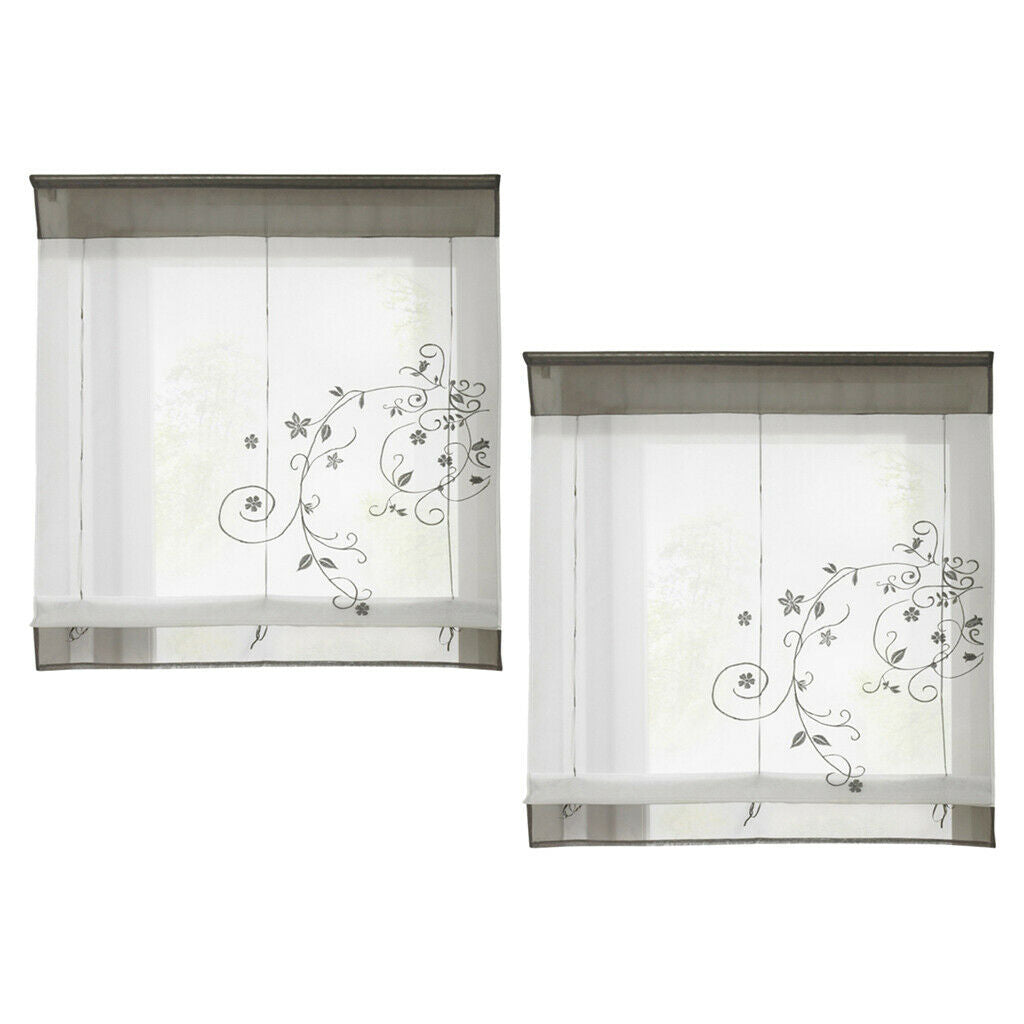 2x Roman Drape Draped Gauze Sheer Window Curtain # 1 Gray, 60x120cm