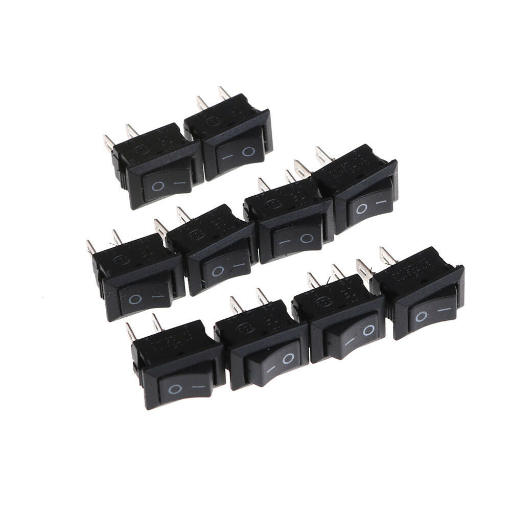 10x 10*15MM Small Black Rocker Switch KCD1-11 250VAC/3A 6A 125V AC 2P Switc WF