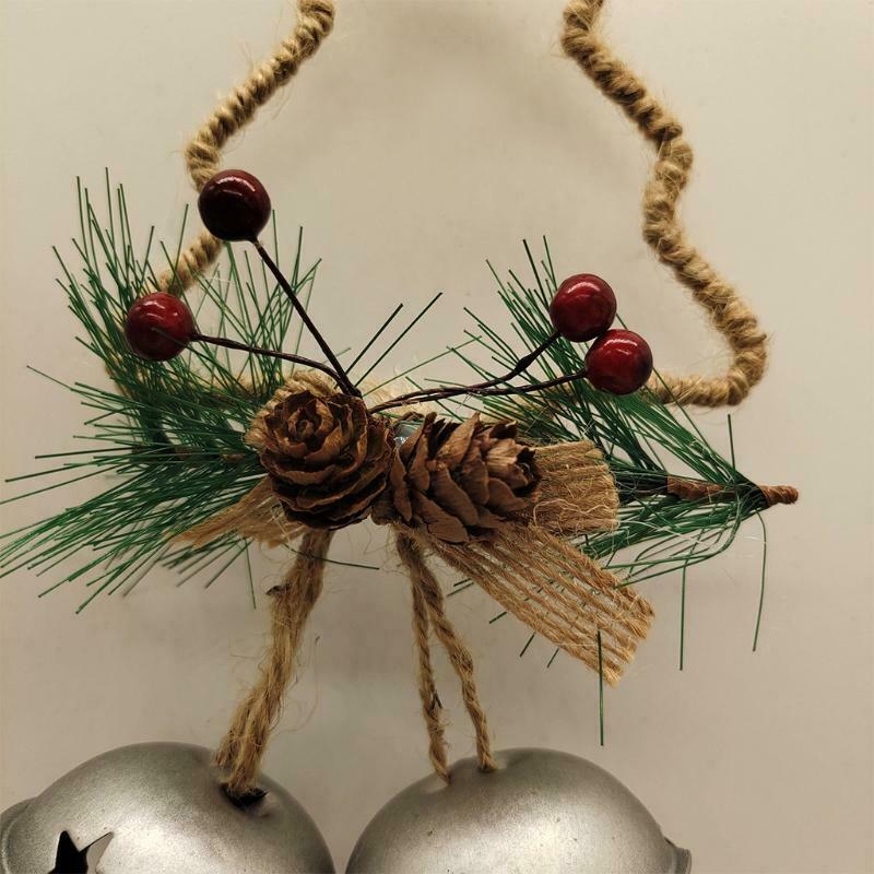 Christmas Pine Berry Pinecones Jingle Bell Door Wall Hanger Ornaments for Xmas