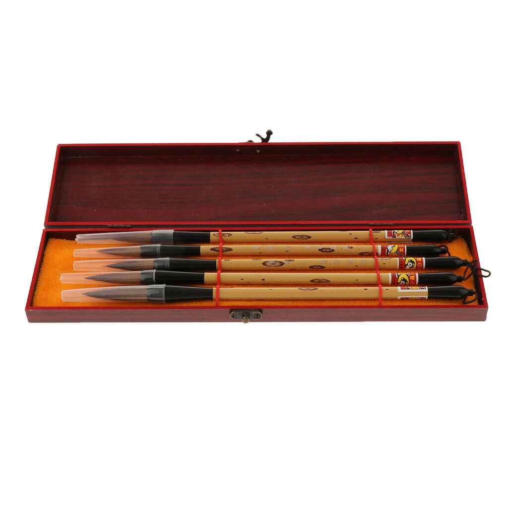 Chinese Calligraphy Brush Ink Calligraghy Painting Regular Script 5 Piece
