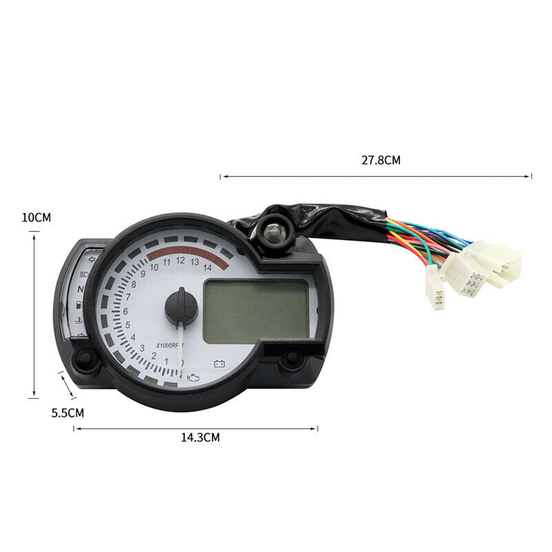 Motorcycle ATV Bikes 7 Color LED Odometer Speedometer Digital Gauge Tachometer