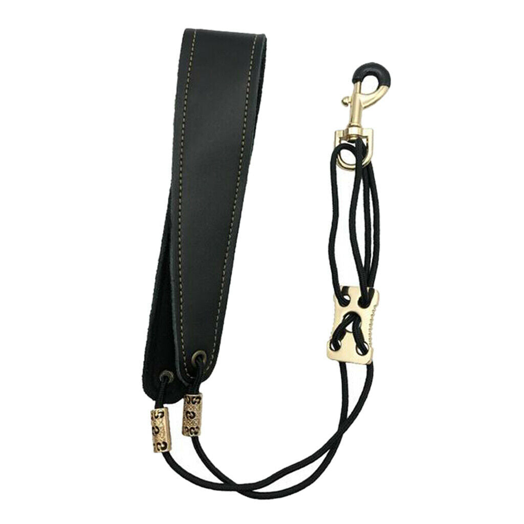 Sax Shoulder Neck Belt Cowhide Adjustable Black Kids Music Supplies 46-61cm