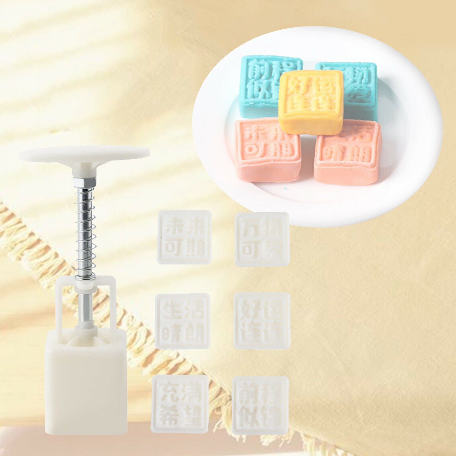 Hand-Pressure Moon Cake Mould White Flower Mode Patterns for DIY Cookies