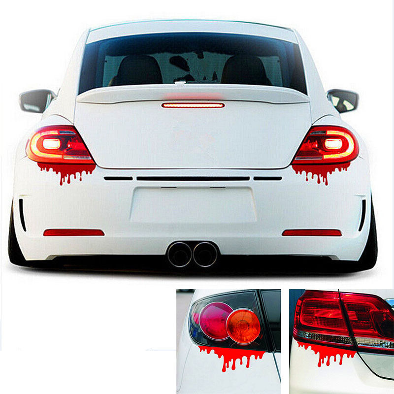 1 X Red Blood Car Stickers Reflective Car Decals Light Bumper Body Sticke.l8
