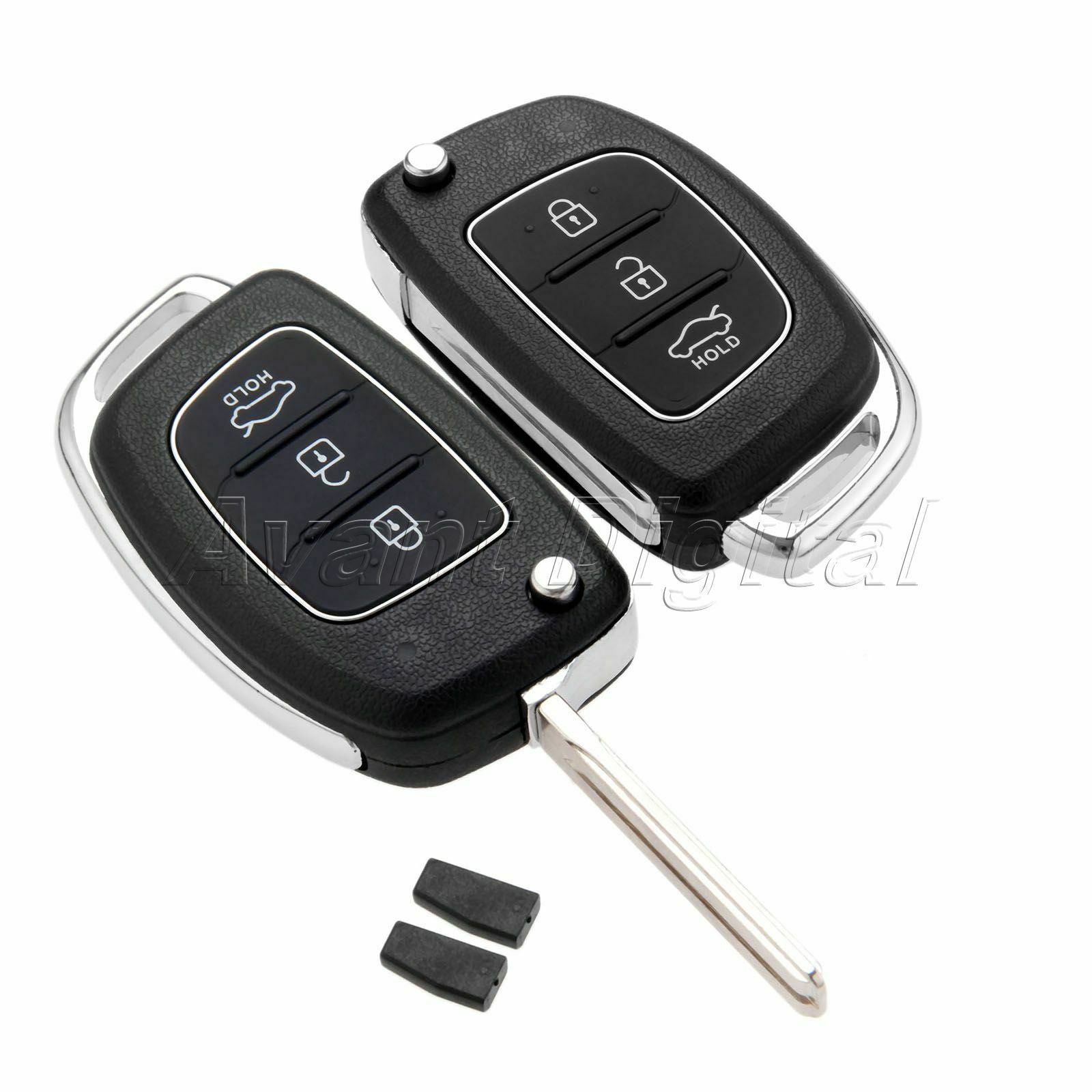 2Pcs 3 Buttons Remote Key ID46 Chip TOY40 Blade With Battery Fit For HYUNDAI