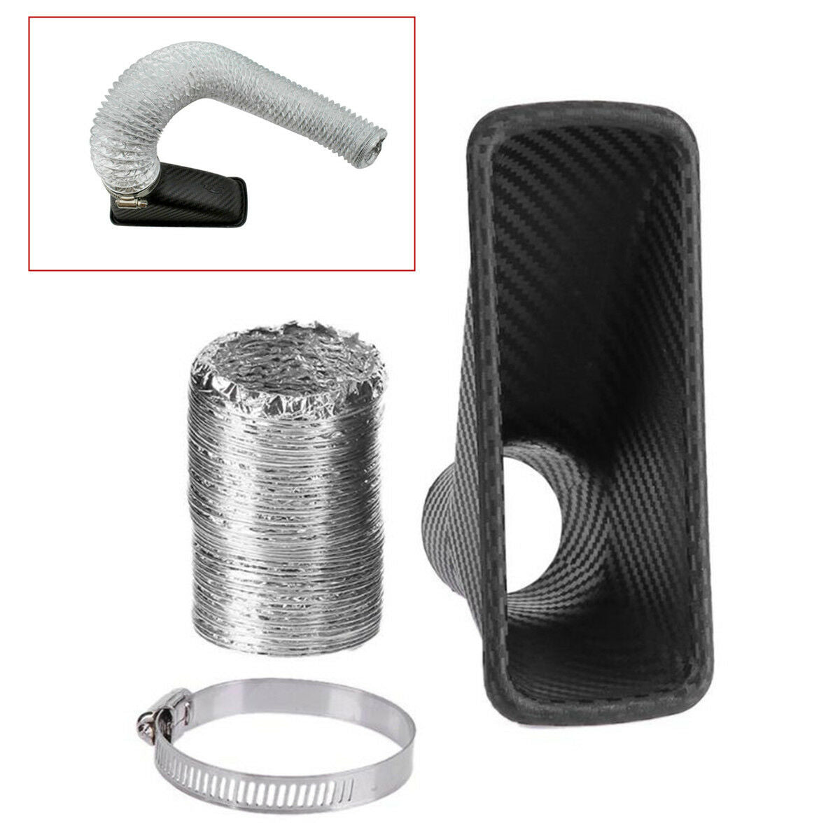 Car SUV Front Bumper Turbo Air Intake Pipe Turbine Inlet Pipe Air Funnel -Black