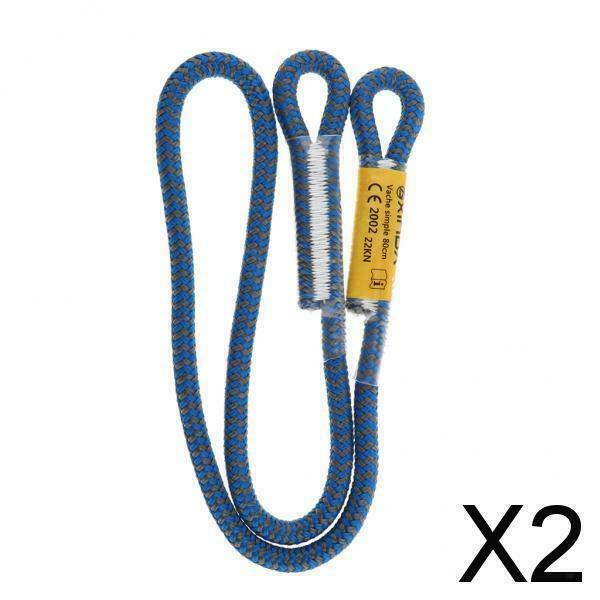 2X 25KN 8mm Prusik Rope for Arborist Climbing Caving Ziplining 80cm blue