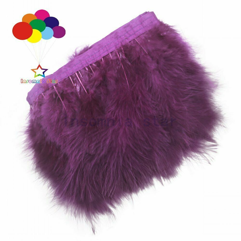 6-7" Plum Turkey Feather Fringe Trimming Tassels for Dress Making Millinery