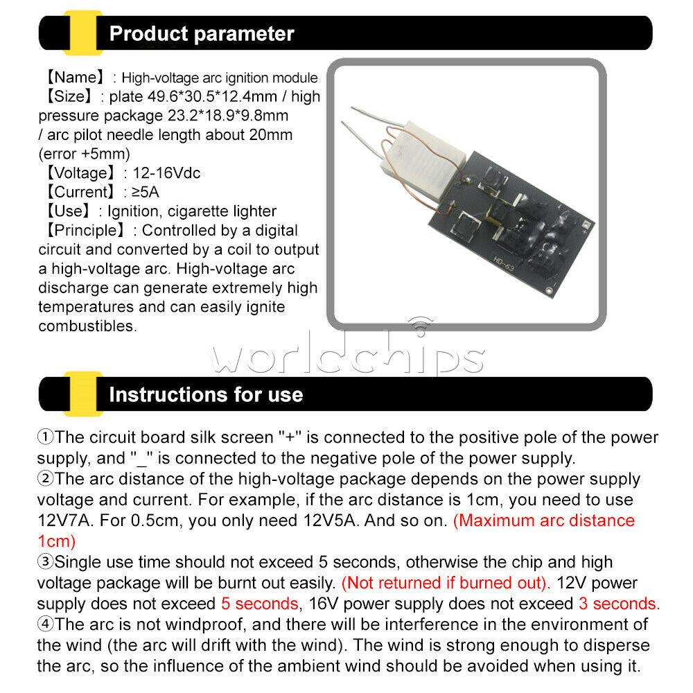 DC12-16V 5A High Voltage Arc Ignition Module Cigarette Lighting Lighter US