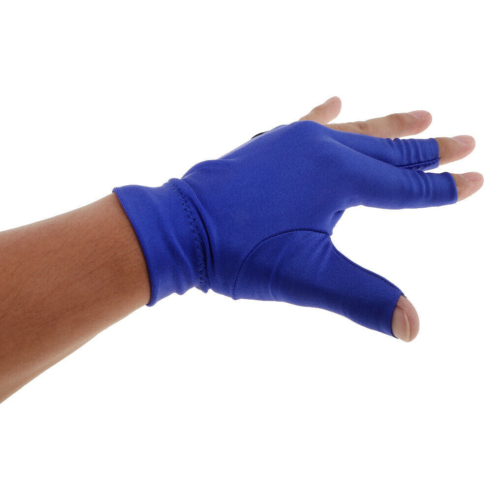 Billiard 3 Finger Glove Snooker Pool Cue Sticks Glove for Left Hand - Blue