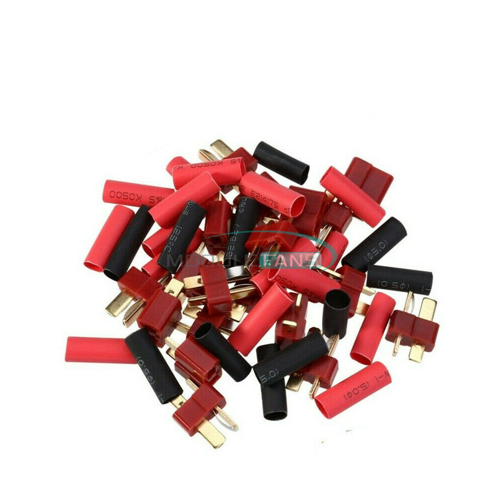 Ultra T-Plug Connectors 10 Pairs Deans Style Male Female with 20pcs Shrink Tube