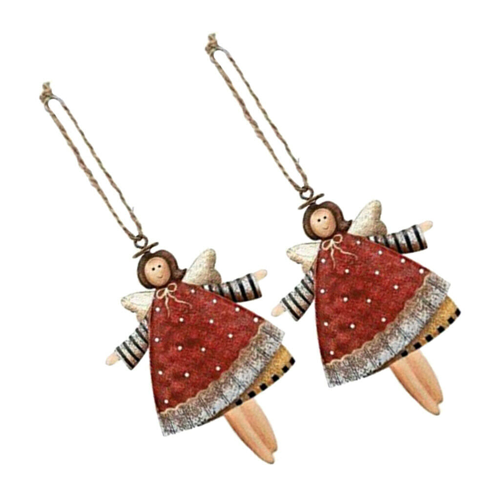 2 Pcs Angel Christmas Tree Hanging Ornaments Xmas Gift Red Home Decoration