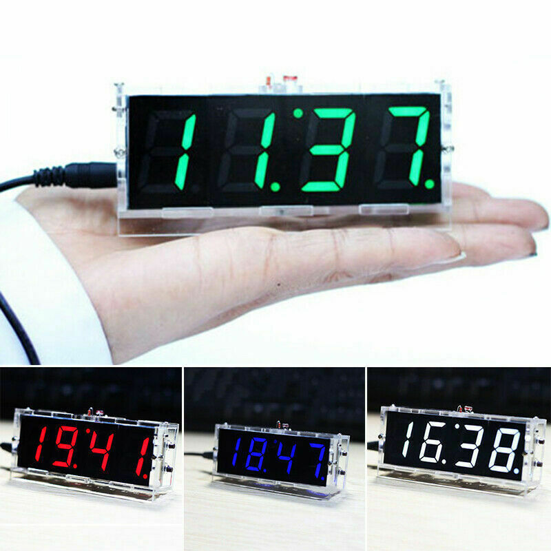 Digital 4 Bits Electronic Clock DIY Kit LED Display Suite Electronic Green