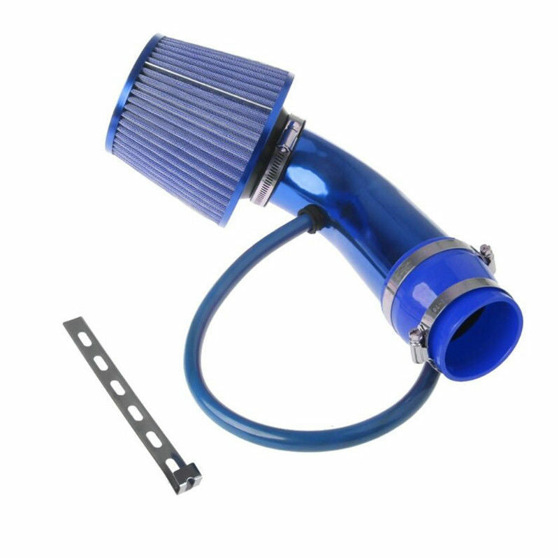Blue Air Intake Kit Pipe Diameter 3" +Cold Air Intake Filter+Clamp+Accessories
