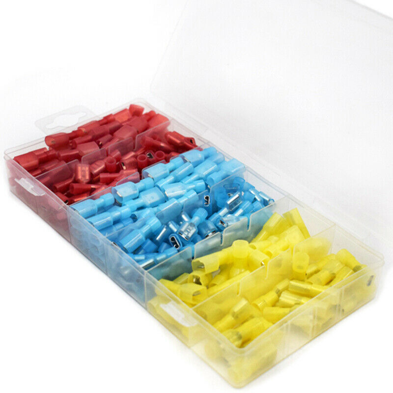 240PCS Nylon Electrical Crimp Wire Connectors Terminals Spade Insulated with Box