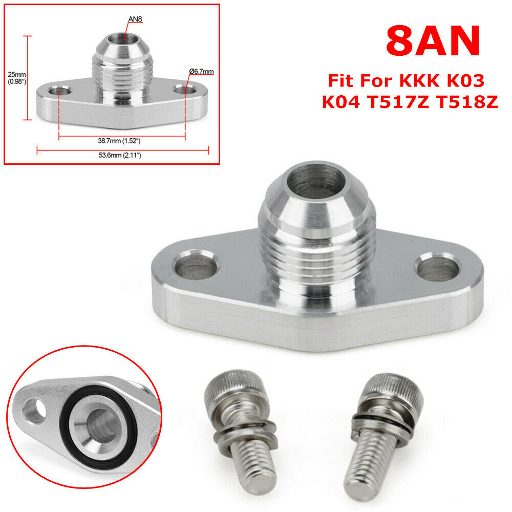 Alumimum Turbo Oil Return Drain Flange 8AN Fit For KKK K03 K04 T517Z T518Z 38mm