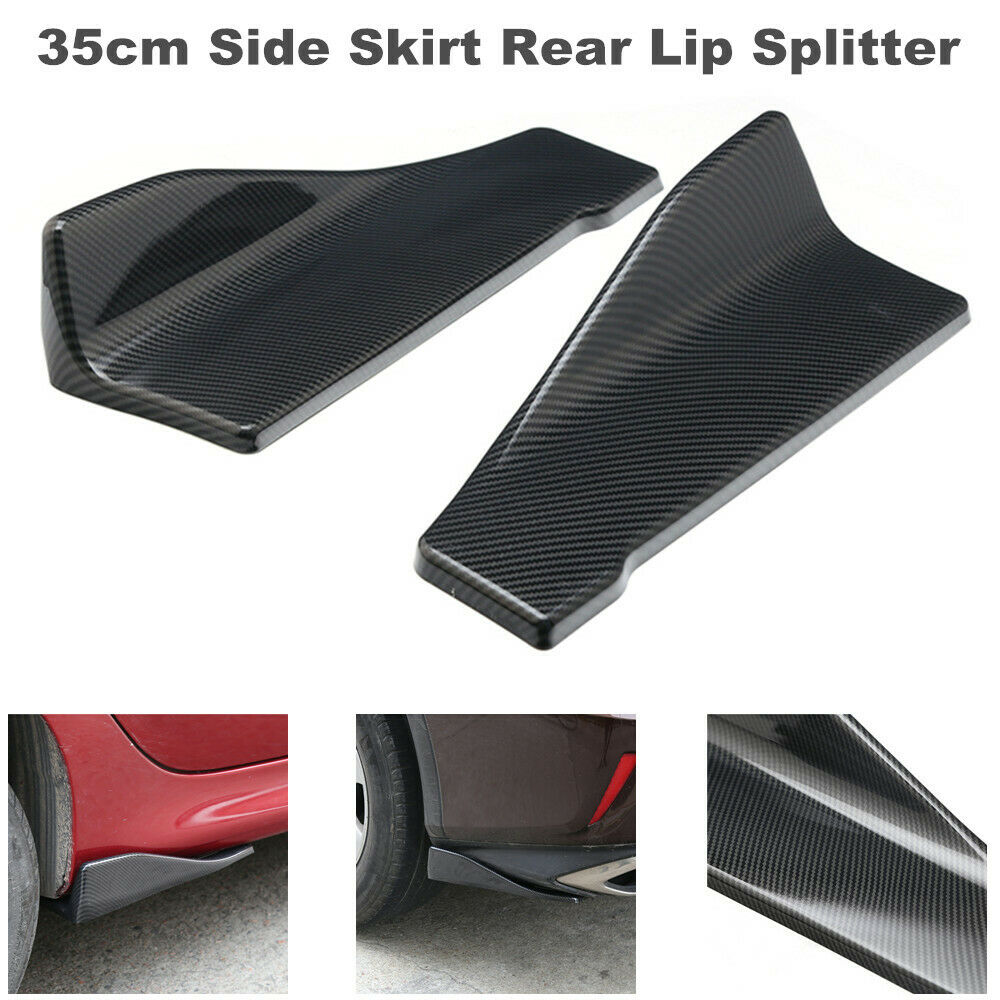2PCS Car SUV 35cm Skirt Splitter Diffuser Winglet Wing Bumper Carbon Fiber Color