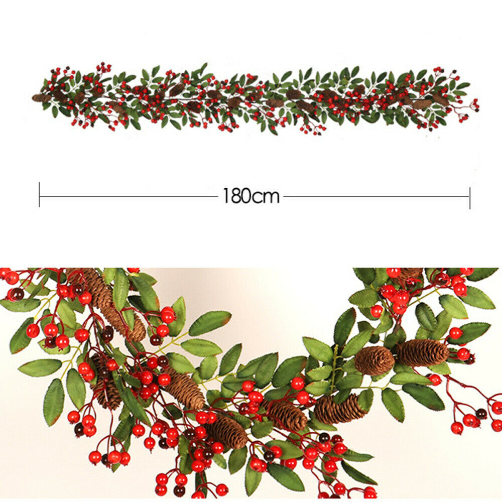 Christmas Fireplace Garland Artificial Wreath Decoration Xmas Door Wreath 1.8M