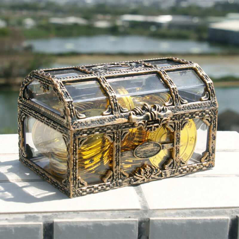 Plastic Money Container Storage Box Transparent Pirate Toys  Pirate Treas.l8