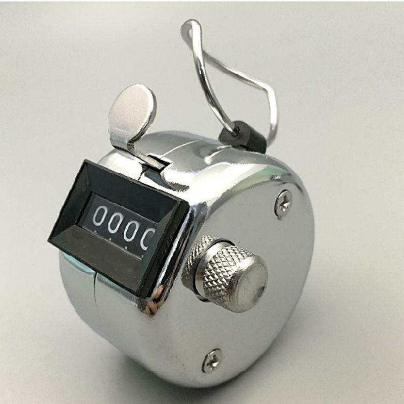 Hand Tally Counter Stainless Steel 4 Digit Mechanical Clicker with Finger Ring