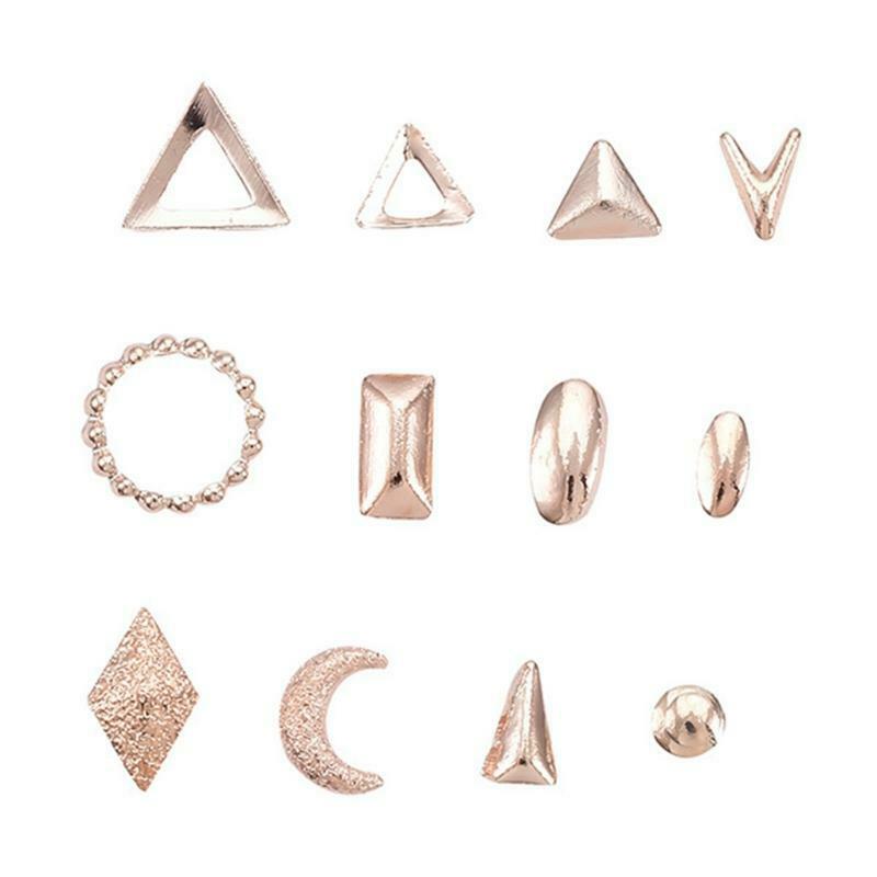 1box Nail Art Decals Multi-Shape Metal Nails Stickers DIY Decoration Accessories