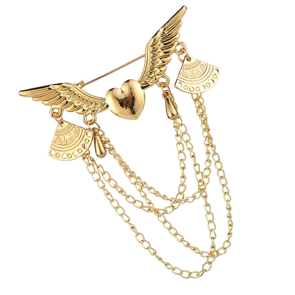 2x Brooch Badge Pins Angel Wings Rhinestone for Men Suit Collar Party Dress
