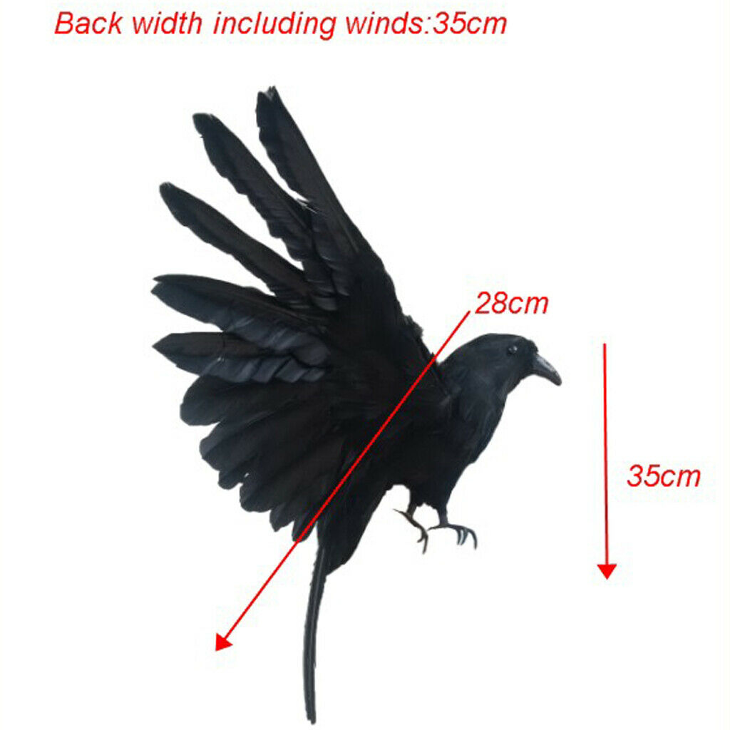 Artificial Realistic Woodland Birds for Garden Home Decoration Raven