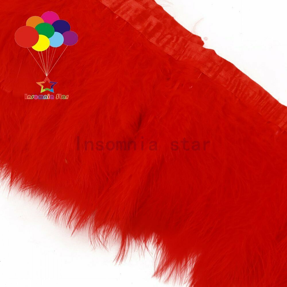 2 Meter Red marabou turkey fluff feather trim fringe 15-17cm wide Ribbon 6-7inch