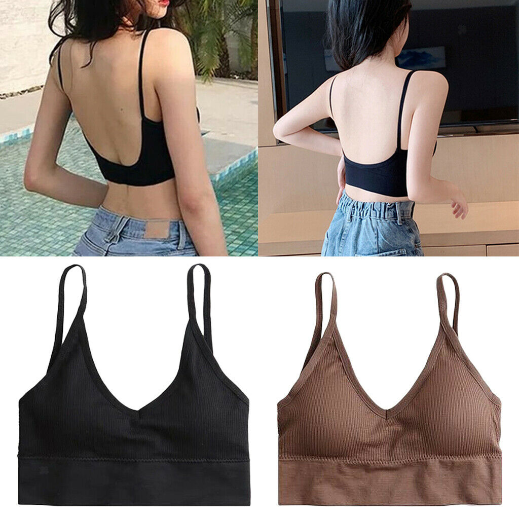2PCS Women's Bralette Spaghetti Straps Comfort Bra Bustier Crop Top Yoga Bra