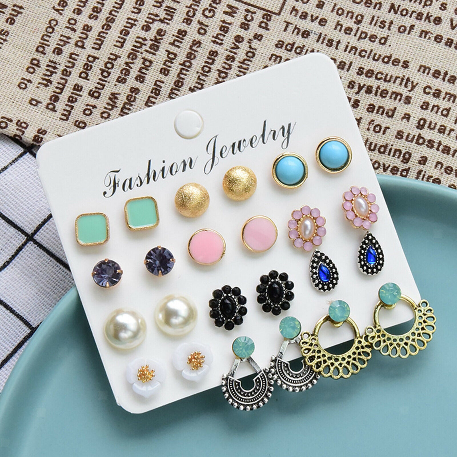 12 Pairs Hoop Earrings Ear Cuff Set for Women Jewel Lightweight
