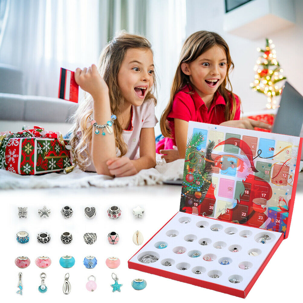 2020 Christmas Countdown Calendar DIY Bracelet Making Kit for Girls Jewelry Gift