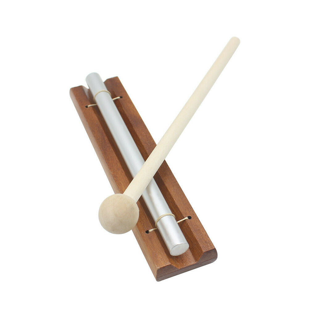 Solo Chime on Wooden Base with Mallet Single Stick for Yoga Meditation Energy