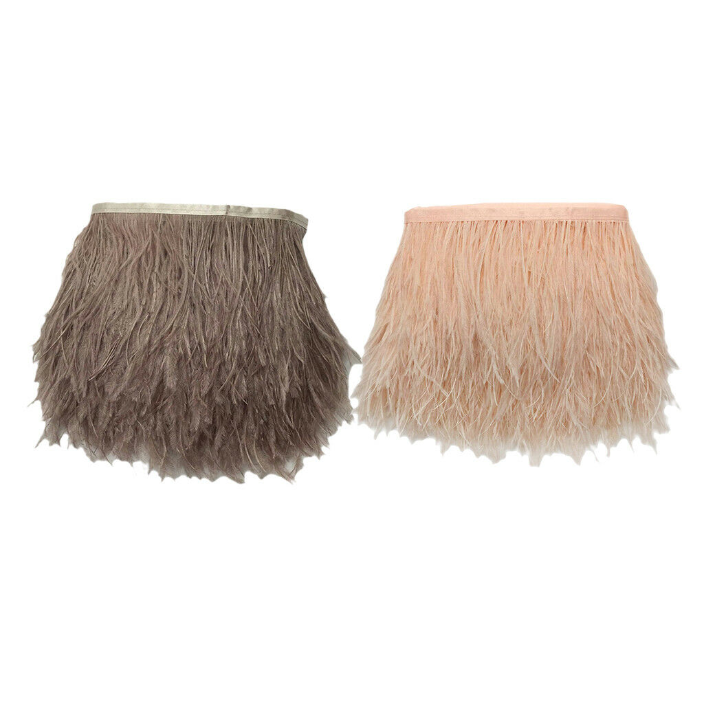 2 Yards 10-15cm Ostrich Fluffy Feather Fringe Trim Sewing Costume Millinery