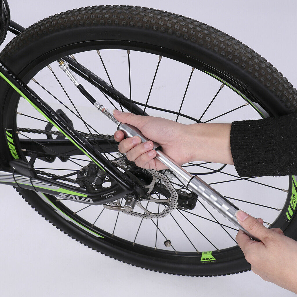 Portable Bike Mini Pump with Gauge 160 psi Presta Schrader Dual Valve Pump