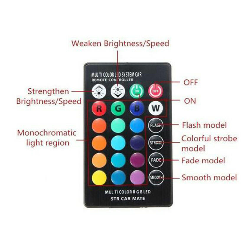 T10 6 SMD 5050 RGB LED Car Wedge Side Light Strobe Lamp Bulb & Remote Control