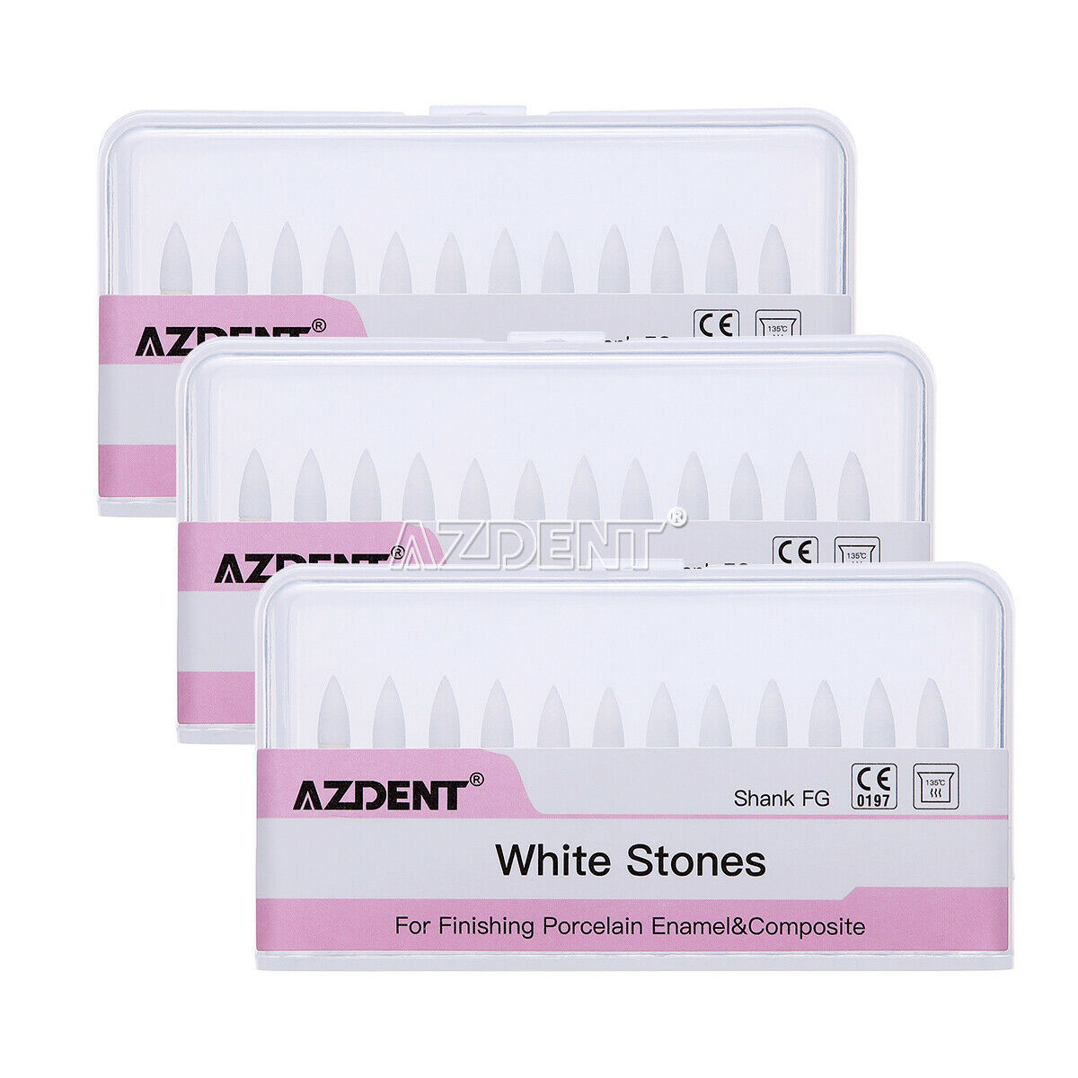 10X Dental Polishing Burs Flame Mounted White Stone FG Abrasion Bur FL-2