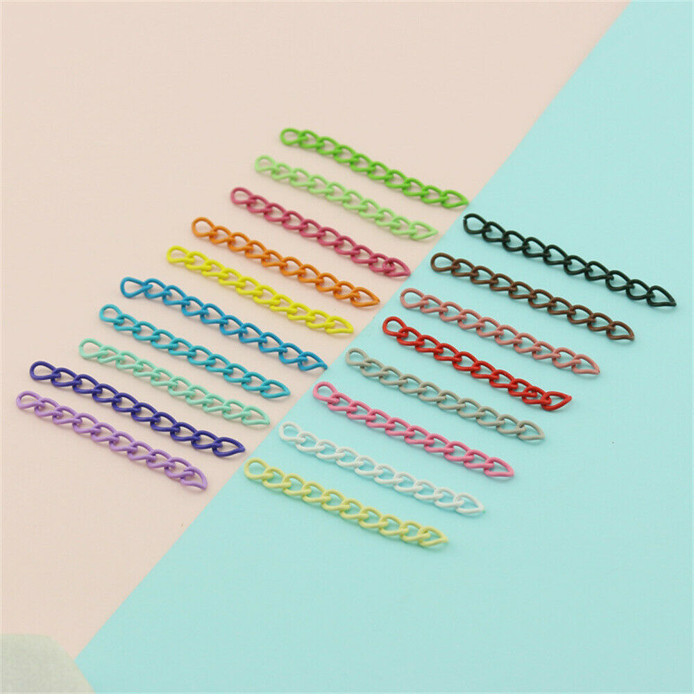 10 Mix Painted Extension Chains Iron For Bracelet Necklace DIY Jewelry Craft 5cm