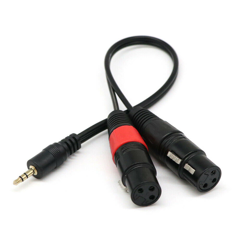 3.5 mm 1/8 inch stereo jack plug to two XLR sockets with two